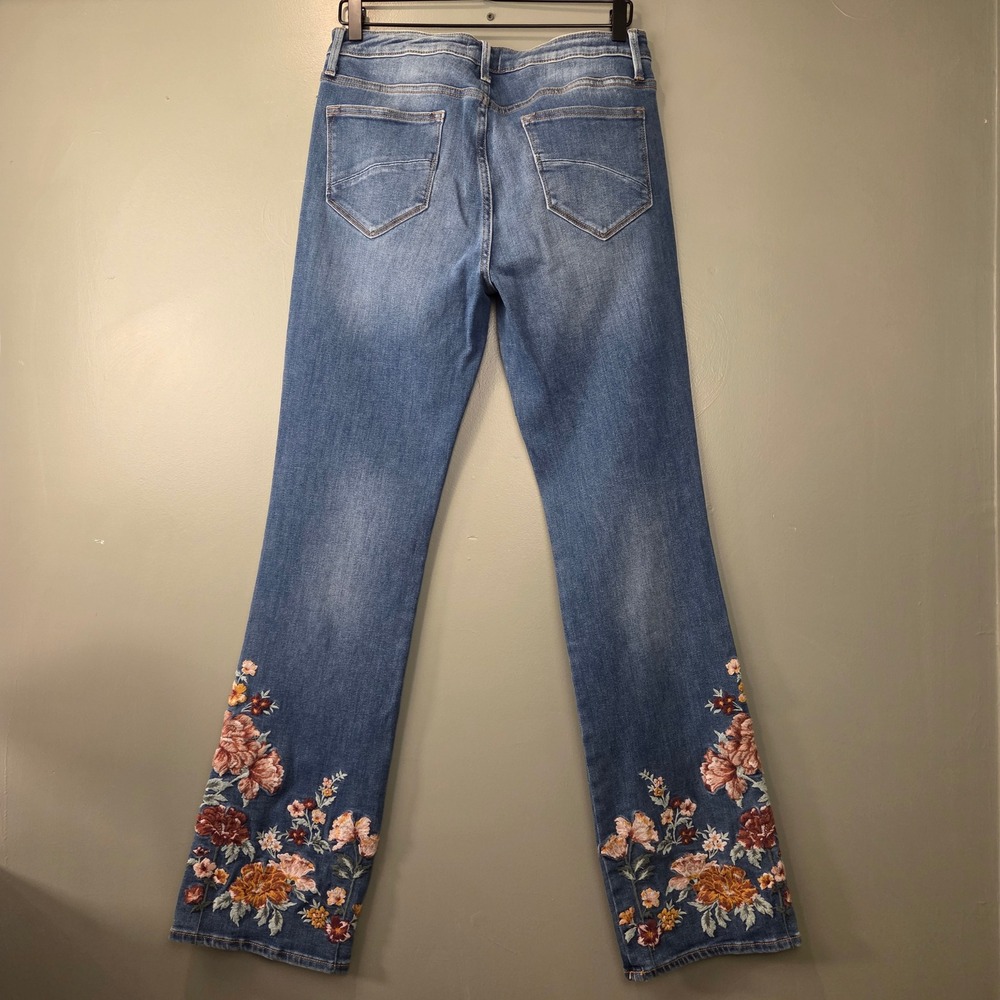 Free People Driftwood Kelly Women's 30x33 Flare Jeans Embroidered Flowers